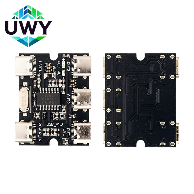 TYPE-C to 4-Port USB HUB Module, Type-C Input Expand 4 Way Type-C USB Hub Splitter Board for DIY Electronic Project