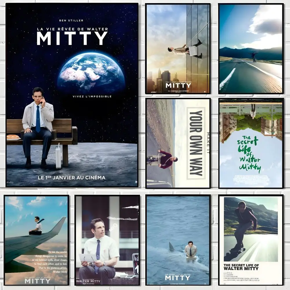 Movie T-The Secret Life of Walter Mitty Poster Aesthetic Wall Art Canvas Poster Room Decoration Items Bedroom Decor