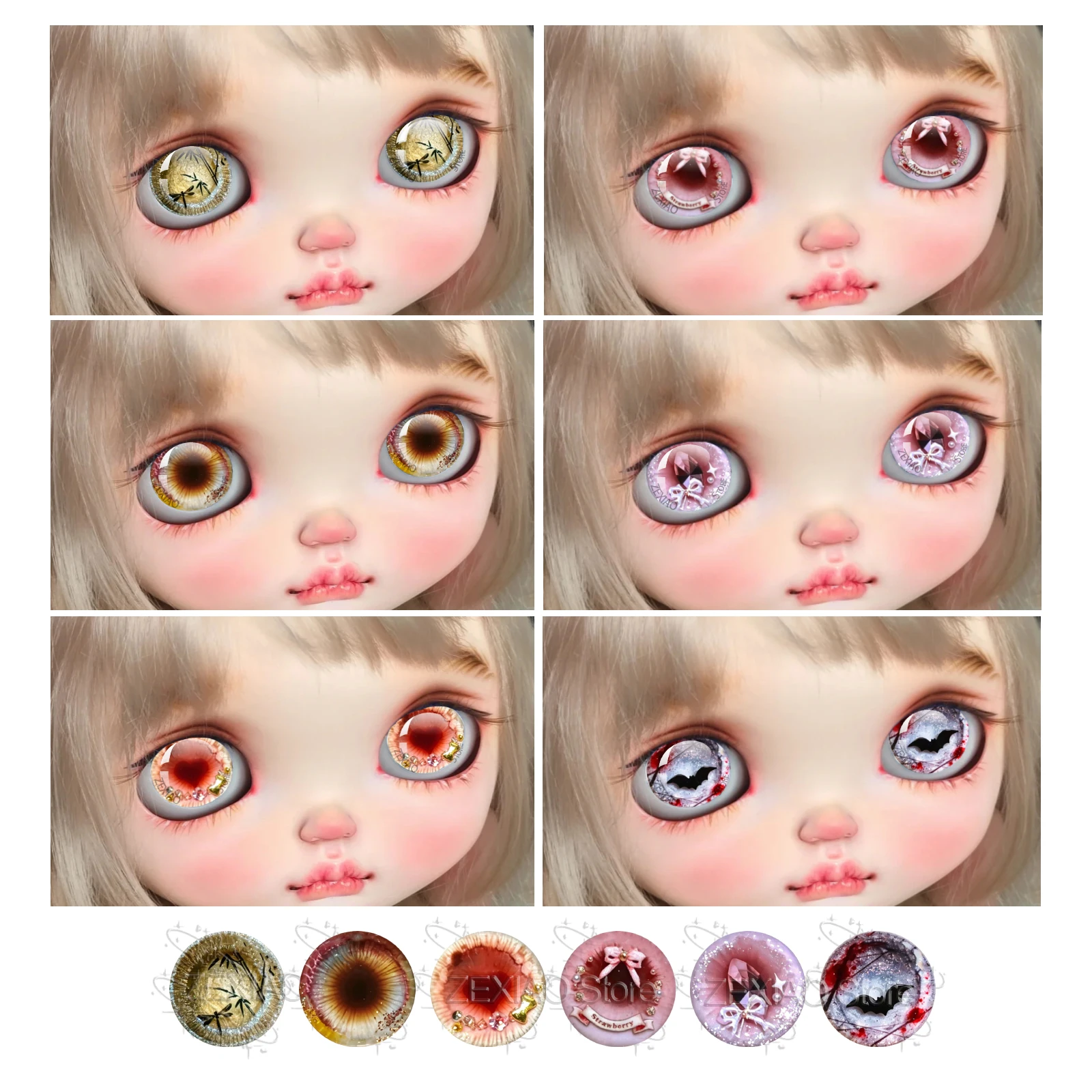 Vintage Gothic Sweet Mixed Print Glass Eye10MM‑40MM For Blythe BJD Doll Eyes Chips Handcraft Decoration Supplies Accessories