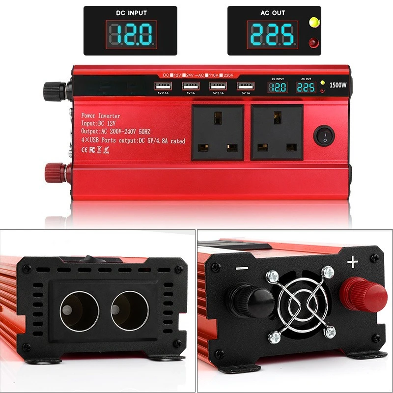 Low power 1500W car inverter 12V to 220V4USB car inverter