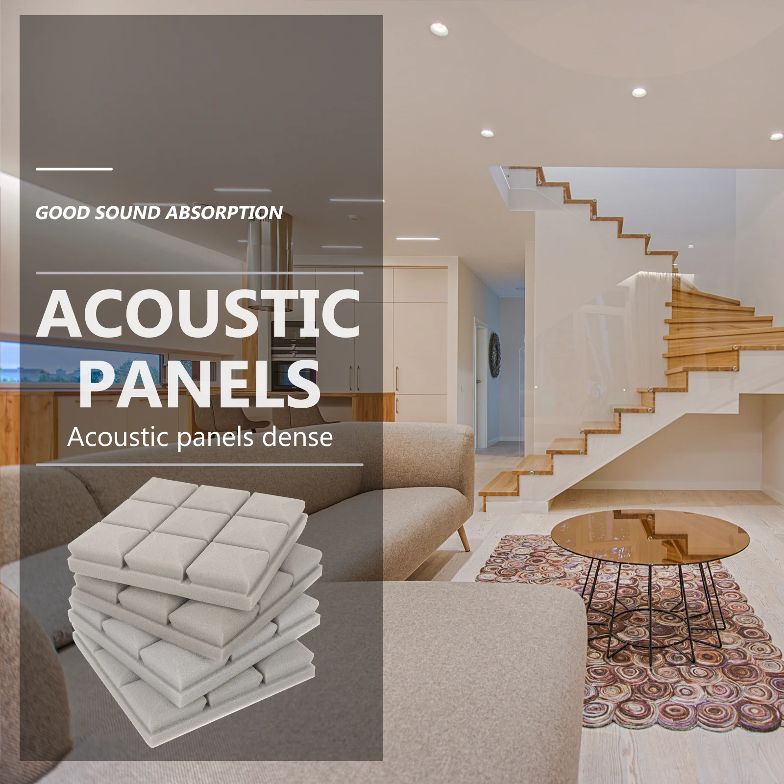 

4pcs Sound Absorbing Cotton High Density Flame Resistant Acoustic Panels For Studio Office Soundproofing Material