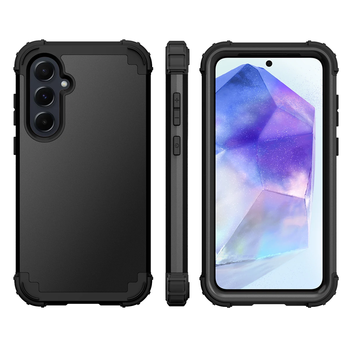 3 in 1 Heavy Rugged Armor Shockproof Case For Samsung Galaxy A13 A04S A14 A54 A15 A35 A55 5G Silicone Lining Plastic Phone Cover