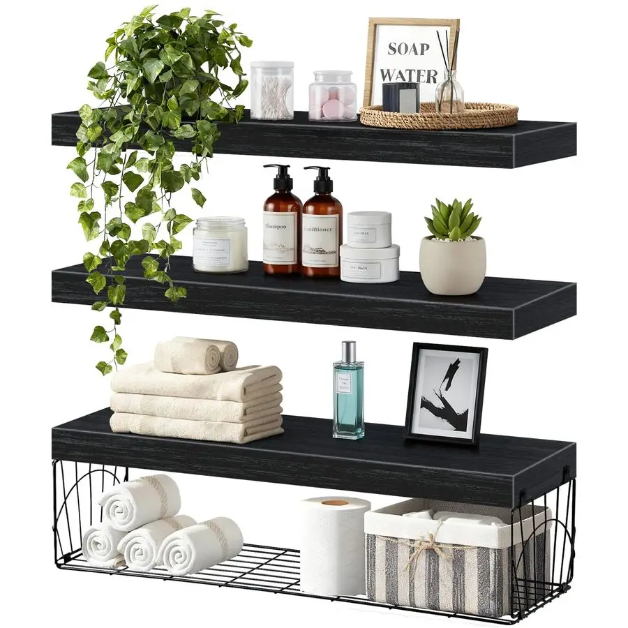 

Набор из 24-дюймовых настенных полок для ванной комнаты, деревянные полки в деревенском стиле для установки над унитазом, для хранения туалетной бумаги.