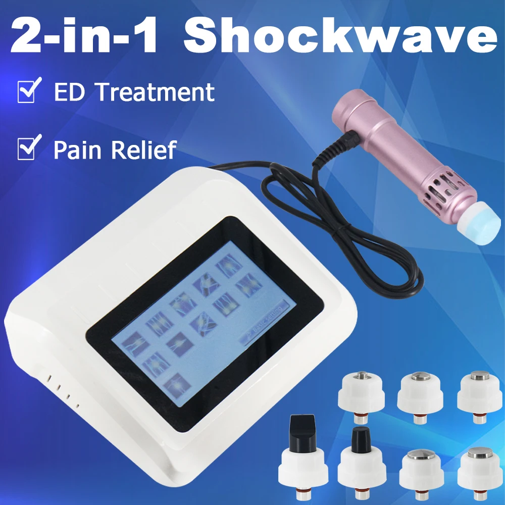 

2 in 1 ED Shock Wave Therapy Machine 11 Heads Touch Screen Shockwave Chiropractic Home Massager Pain Relief Body Relax Massage