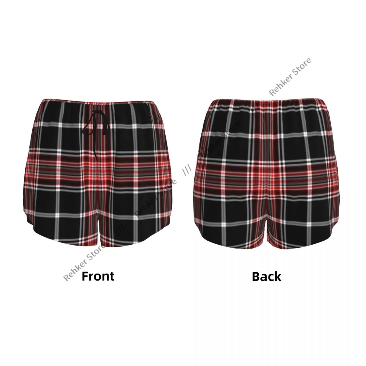 Nostalgic Striped Plaid Women's Double Layered Quick-Dry Athletic Shorts for Outdoor Leisure Running Fitness Workout Sport
