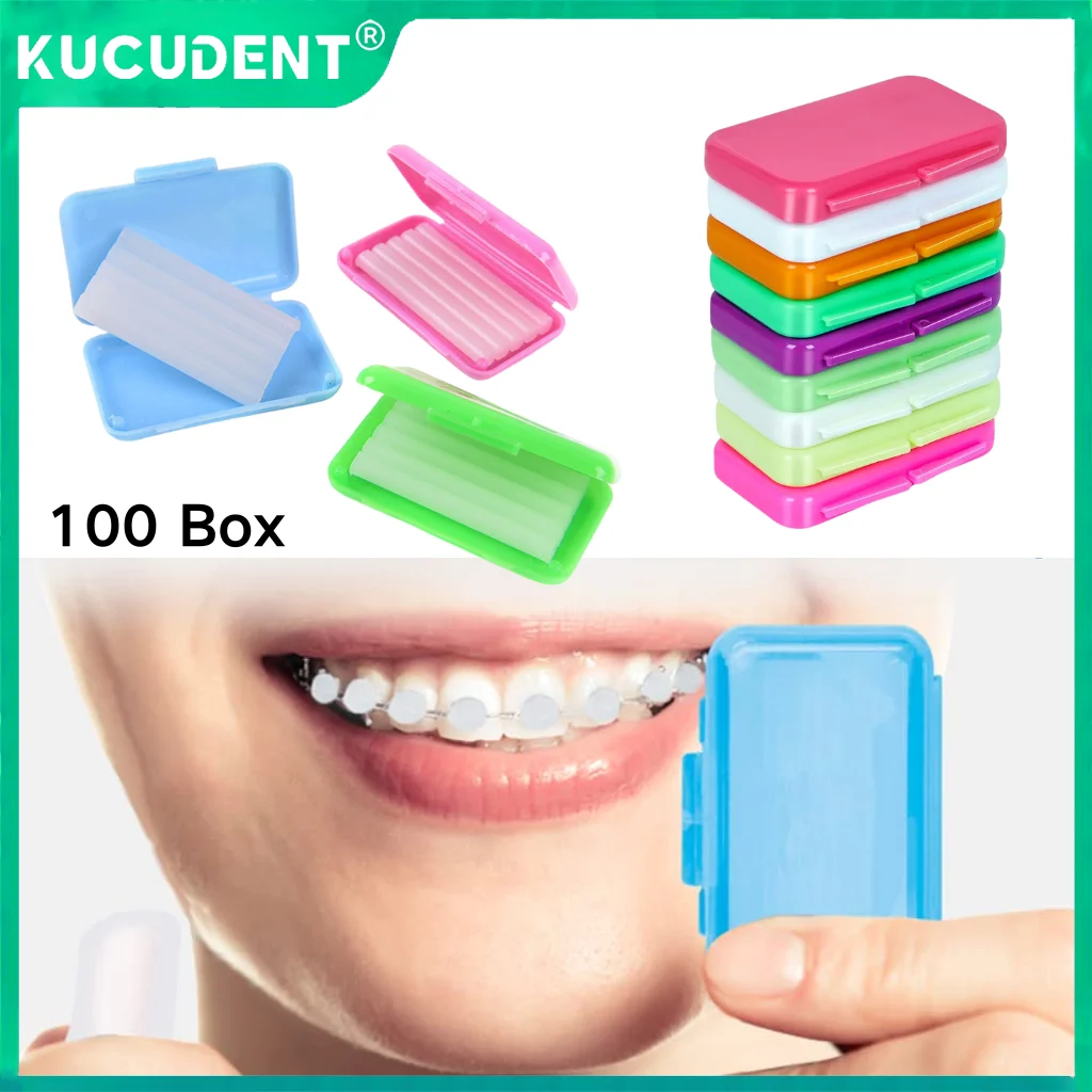 

100 коробок/лот, стоматологический ортодонтический рельефный воск, фруктовые ароматы/вкусы для кронштейна, защита губ, десен от раздражения, стоматологической лаборатории