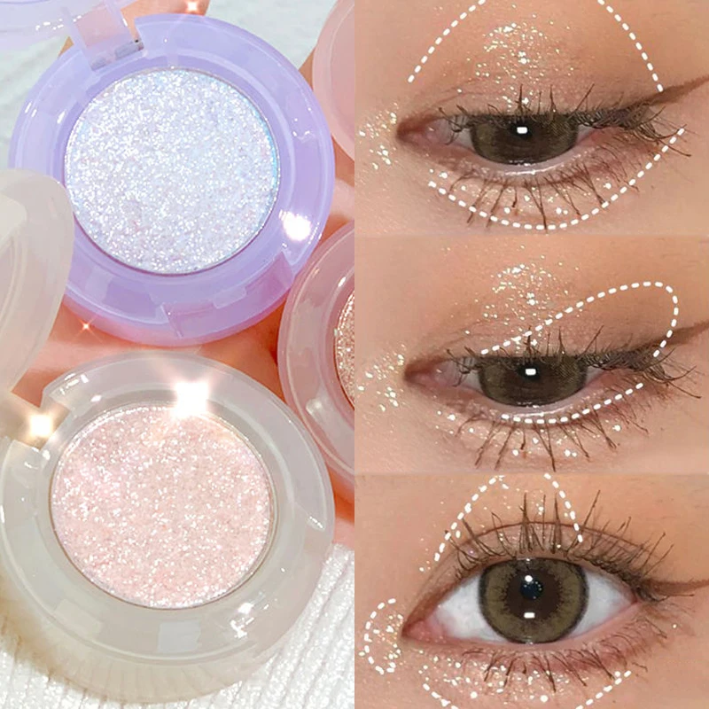 Monochrome Glitzer Lidschatten wasserdichte Perl glanz Text marker Puder Make-up Kosmetik hell glänzende Diamant Lidschatten Palette