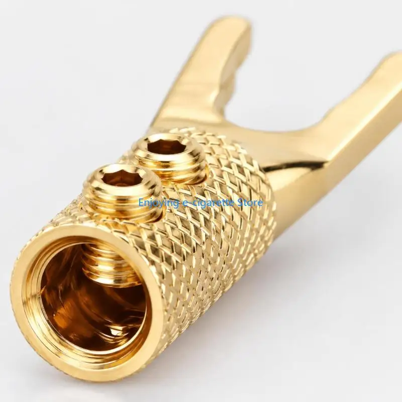 Lautsprecher-Flachstecker mit gerändeltem Y-Gabelende mit strukturiertem Metallgehäuse Y4QF – Detail 10