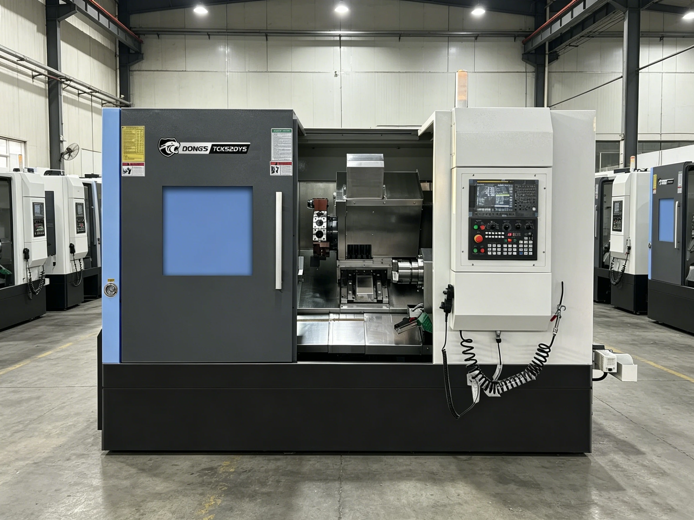 DONGS TCK52DYS Horizontal Twin Spindle High Precision Medium  Turning Center Slant Bed CNC Lathe Sub-spindle Powered Tool