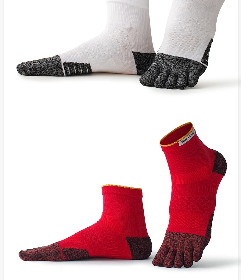 1/5 Paar COOLMAX Nylon-Schnelltrocknende Fünf-Zehen-Socken für Herren, atmungsaktiv, gegen Blasenbildung, für Sport, Laufen, Wandern, Sport-Zehensocken – Detail 8