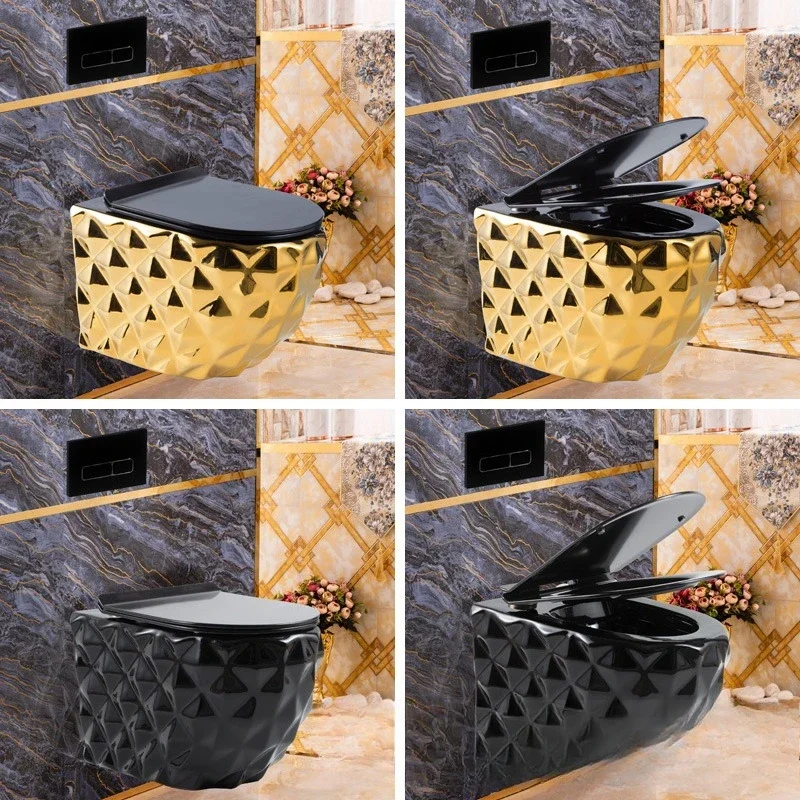 

Wall toilet gold toilet ceramic wall into wall water tank