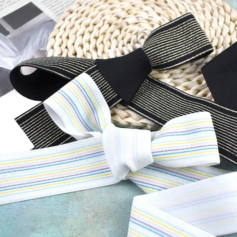 

3/5M 25/40mm Gold Silver Elastic Band for Clothes Colored Pants Belt Stripe Rubber Bag Waist Stretch Tape DIY Sewing Accessories