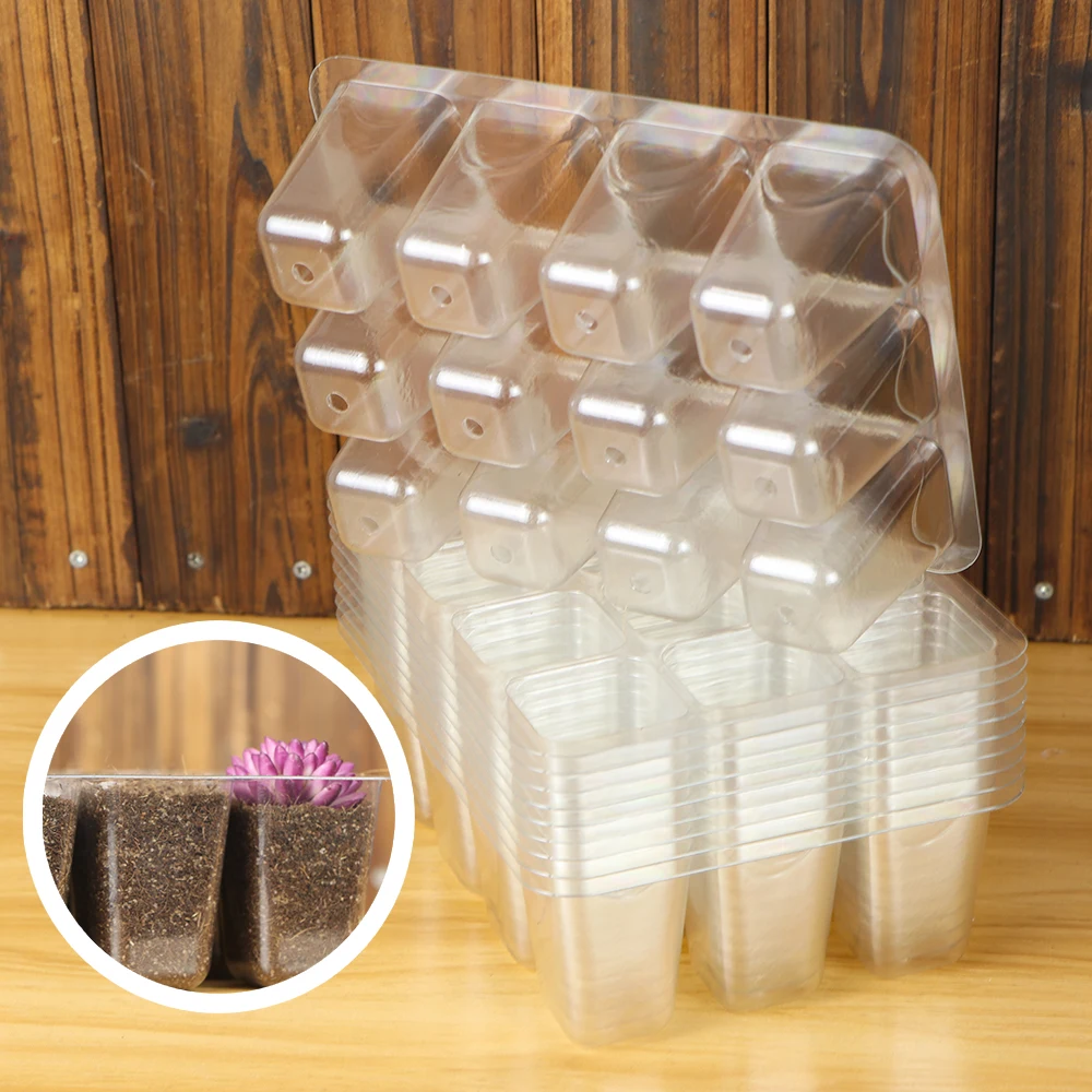 12-Cell Transparent Seedling Starting Tray Grow Germination Pot Plant Grow Container Gardening Nursery Cultivate Planting Tools