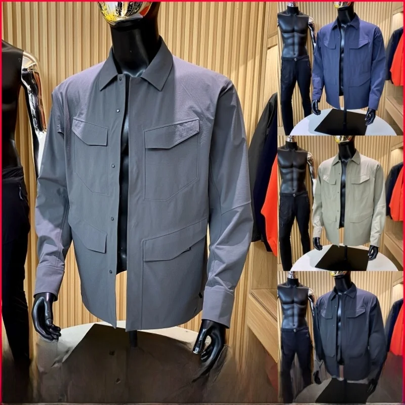 

High-End Outdoor Men's Workwear Jaet Full Prure Glue Breathable Waterproof Spring Autumn Stand Fit Long Sve Coat