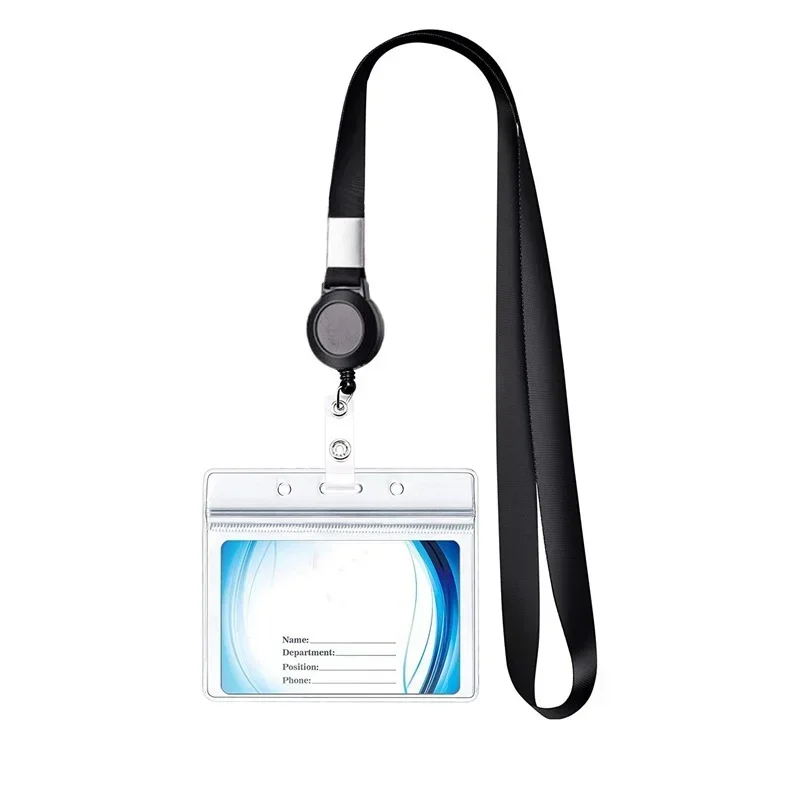 1pc Transparent Staff ID Work Card Cover with Lanyard Exhibition Name Badge Holder Neck Strap Pass Access Bus Card Sleeve Case