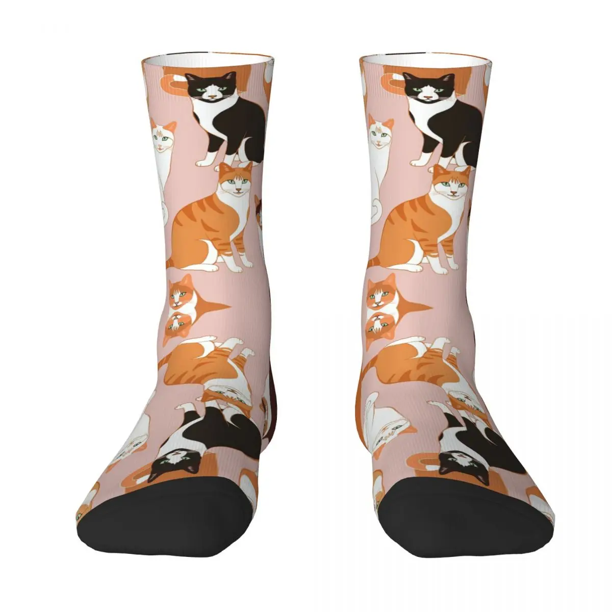 

Ginger Cats On Pink Socks Harajuku High Quality Stockings All Season Long Socks Accessories for Man's Woman's Gifts