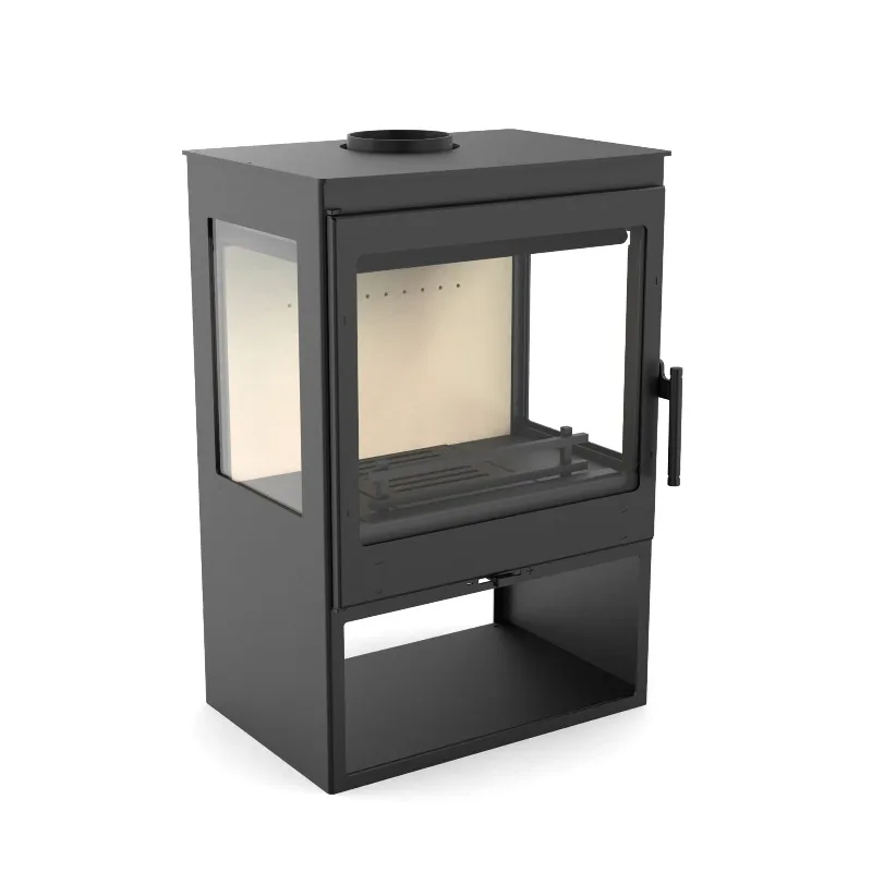 R0903A 9 kW dreiseitiger Holzofen im Glasdesign mit großem Sichtfenster, Holzofen für den Innenbereich zum Heizen
