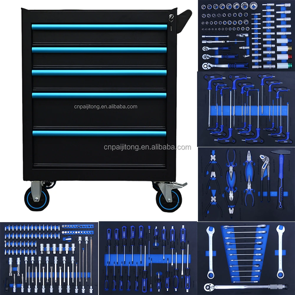Tool Cabinet 4-Drawer Steel Lockable Rolling Cart OEM Automotive Workshop Industrial Professional Tool Storage Anti-Rust Finish