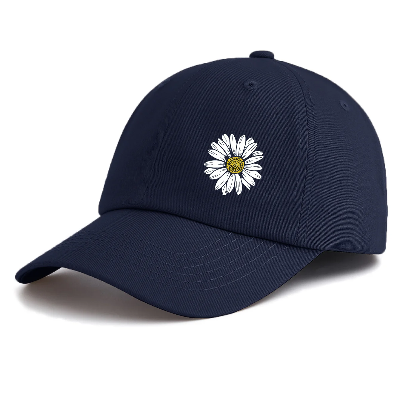 1pc White Flower Print  Baseball Cap for Adults,  Minimalist Retro Style Casual Soft Adjustable Dad Hat, Perfect As Gift