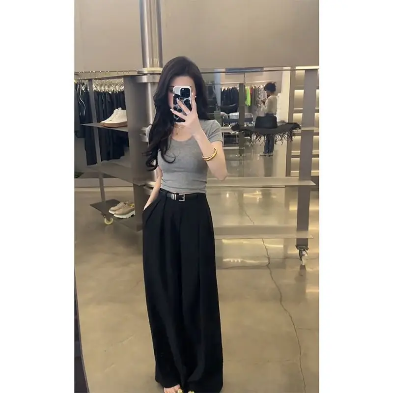 Spring/Summer Women's Set Fashionable and Elegant High end Small Fragrant Top+Wide Leg Pants Two Piece Set