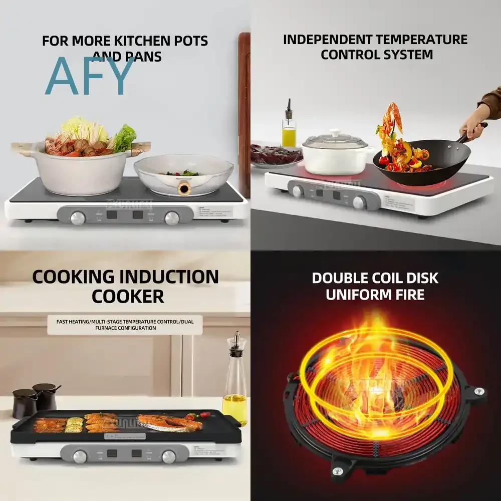 Double Kitchen Cooktop for Household Induction Cooker Multifunctional Portable Induction Stove for Home Cooking Fast Heating