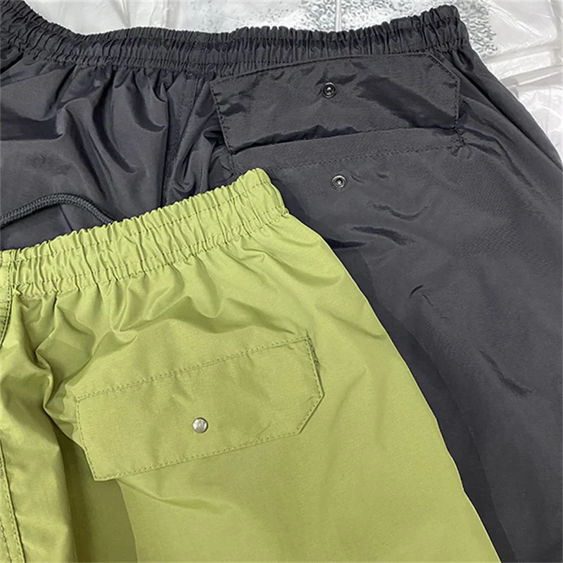 Green Fashion Shorts Men Women Badge Nylon Double Layer Lnner Mesh Shorts Casual Elastic Sports Shorts Basketball Pants