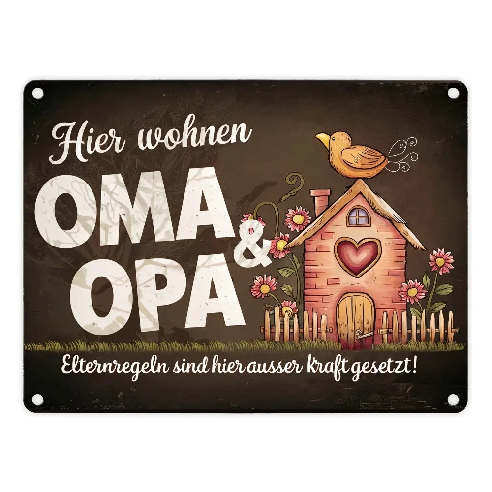 2D Flat Ultra-Light Aluminum Multi-Purpose Yard Sign German Grandparents Slogan Decor Suitable For Cafe Restaurant Office