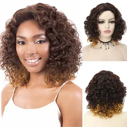 GNIMEGIL Synthetic Afro Kinky Curly Wigs for Black Women Highlight Wigs Bob Brown Wig Curlys African Style Natural African Wig