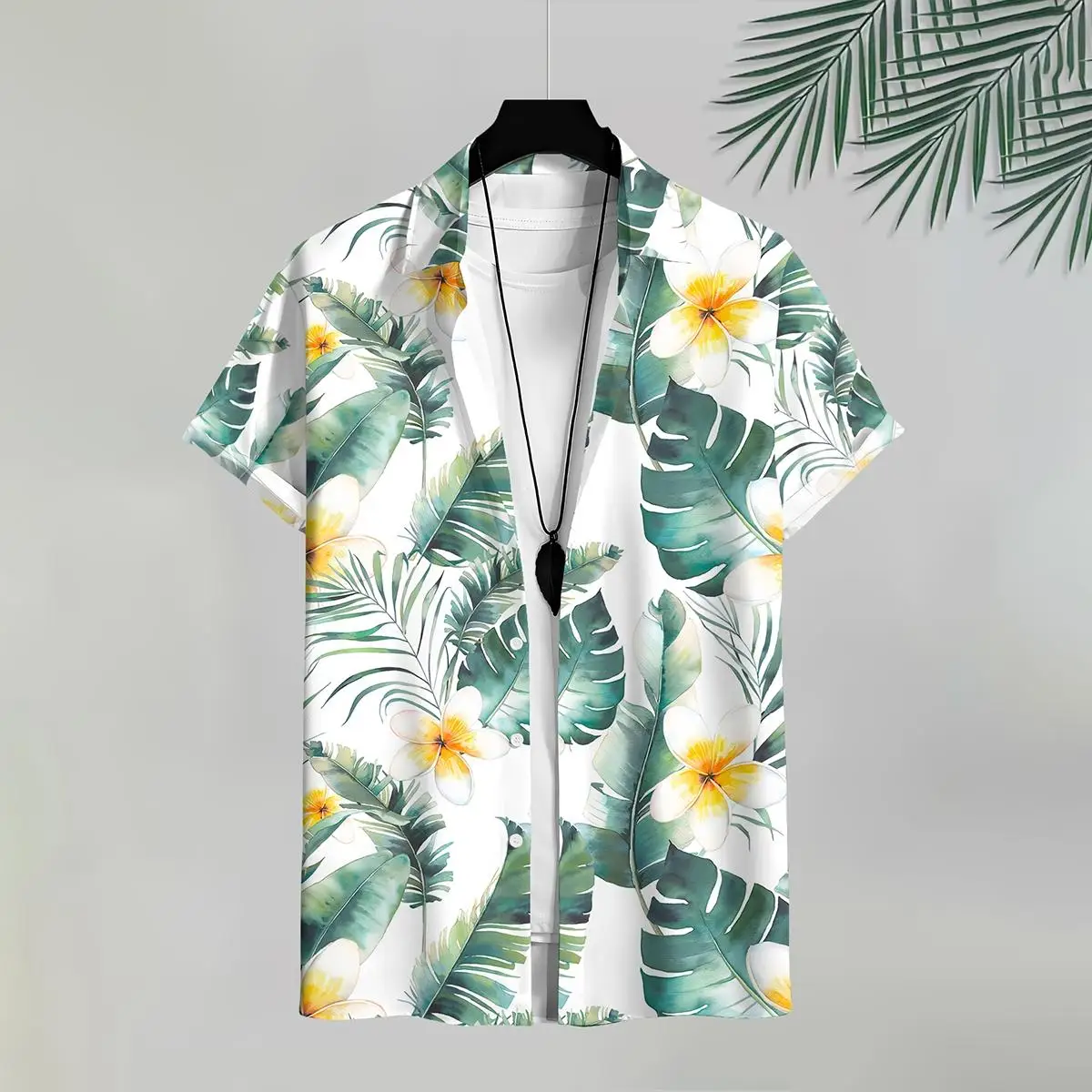Youthful Vitality Vacation Men's Hawaiian Shirt Tropical Plant Print Loose Casual Beach Shirts Unisex Versatile Summer Cool Tops
