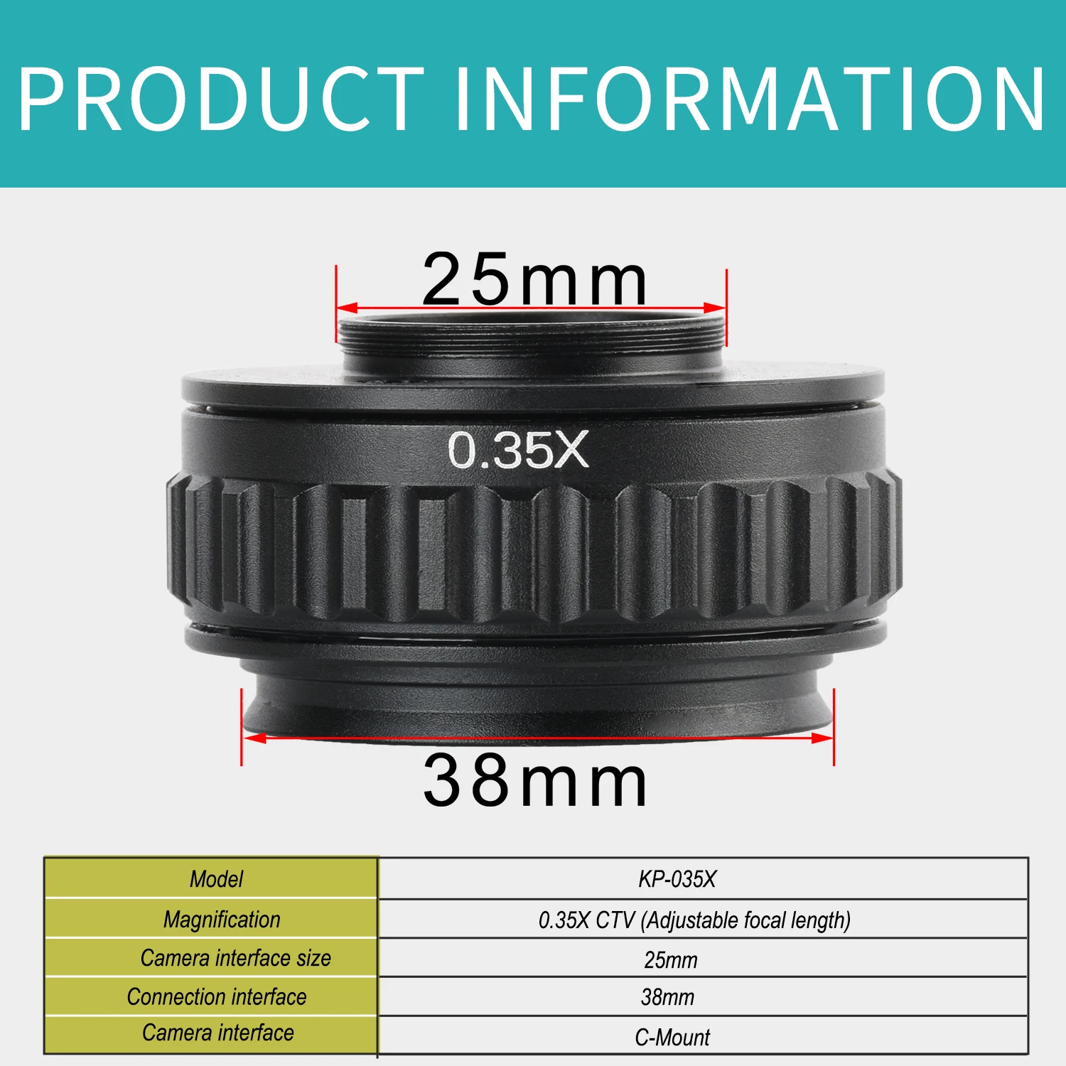 KOPPACE 0.35X Microscope Interface Adjustable Focal Length 38mm Microscope Mounting Interface