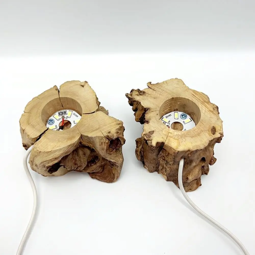 Natural Root Wood LED Display Base For Crystal Ball Stand USB Powered Artistic Home Decoration Night Lamp Craft Gift