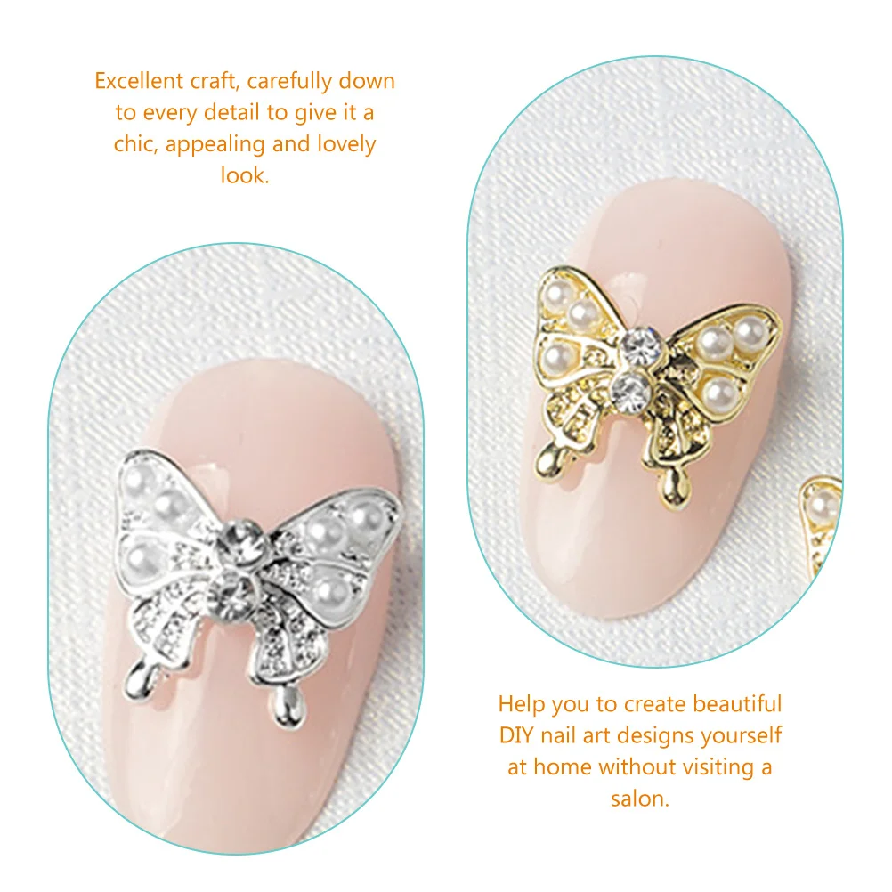

Butterfly Nail Charms Metal Decorations 3d Stickers Rhinestones Kids DIY Gems Manicure Accessories Crystal Decorations Nail Art