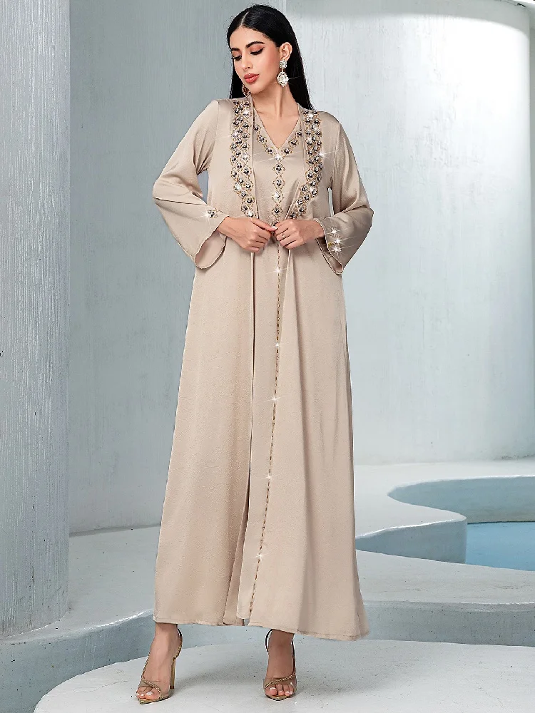 

Open Kimono Abaya Damen Dubai Luxury Islam Muslim Modest Dress Set Abayas For Women Moroccan Kaftan Kebaya Robe Femme Musulmane