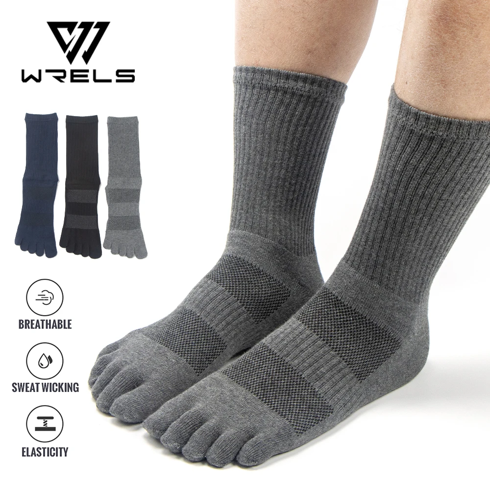WRELS Laufsocken für Marathonläufe, professionelle Fünf-Zehen-Socken, bequem, elastisch, stoßdämpfend, atmungsaktiv, feuchtigkeitsableitend, geruchsneutral.
