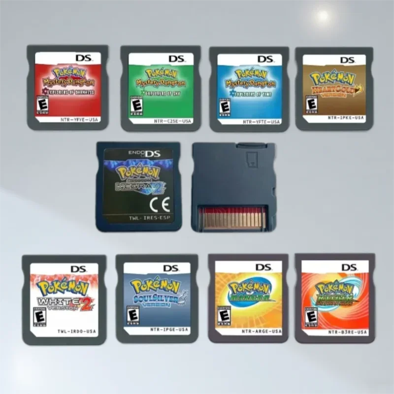 NDS Game Cartridges: White 2, Black 2, HeartGold, SoulSilver, Game Cartridges, English Version, Compatible with NDS/3DS