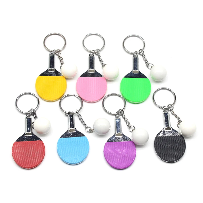 7 Colors Cute Ping Pong Racket  Pendants Souvenir Table Tennis Ball Keychain Ball Sports Fans Key Ring Gift Ornament Accessories image 6