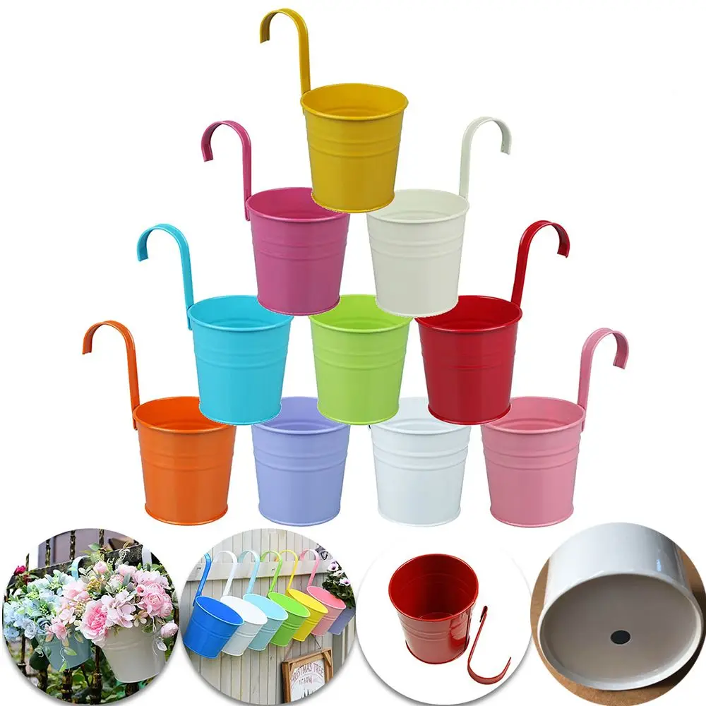 Vase Wrought Balcony Decor Garden Supplies Iron Planter Metal Bucket Succulent Basket Hanging Flower Pots Flower Holder