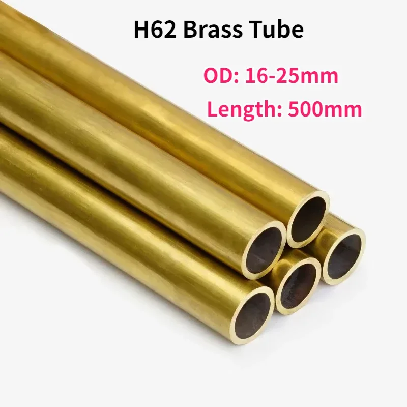 1Pc Length 500mm H62 Brass Tube Capillary Tube OD 16/17/18/19/20/21/22/23/24/25mm Hollow Thin Wall Tube Wall Thickness 0.4-5mm