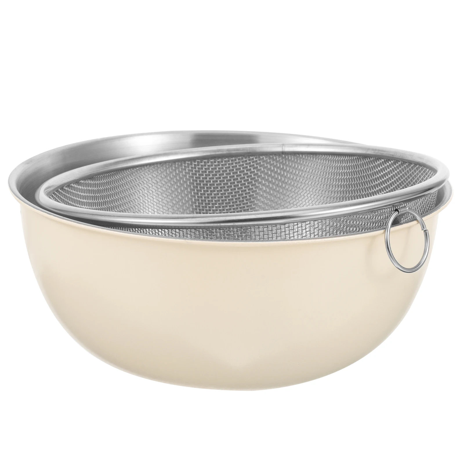1 Juego de lavabo de acero inoxidable, colador escurridor de arroz blanco crema de 19CM, fregadero de cocina de malla fina, tamiz, cesta de frutas y verduras
