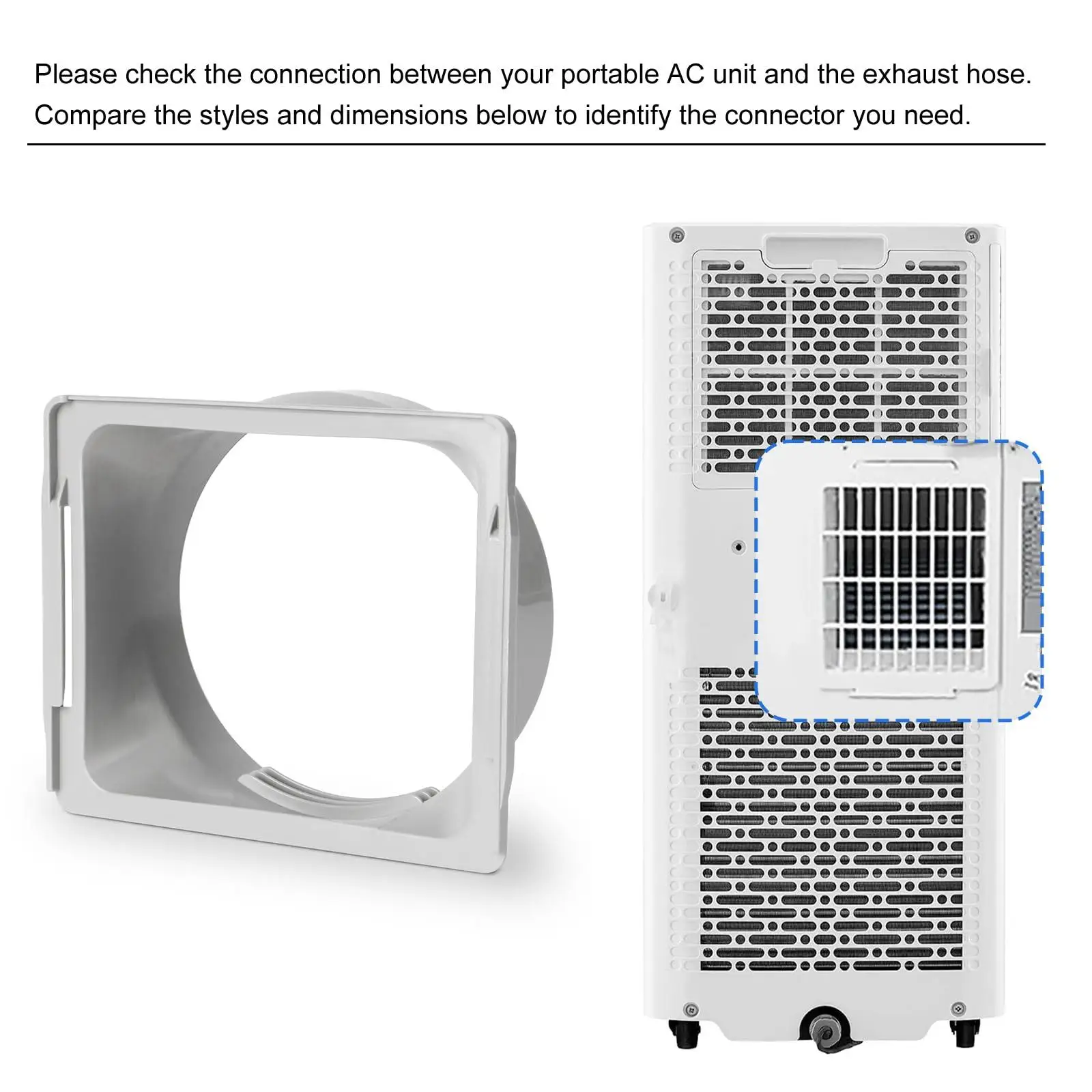 Portable Air Conditioner Exhaust Hose Connector Square Duct Extension Adapter Easy Install Repair for Window Vent Kit