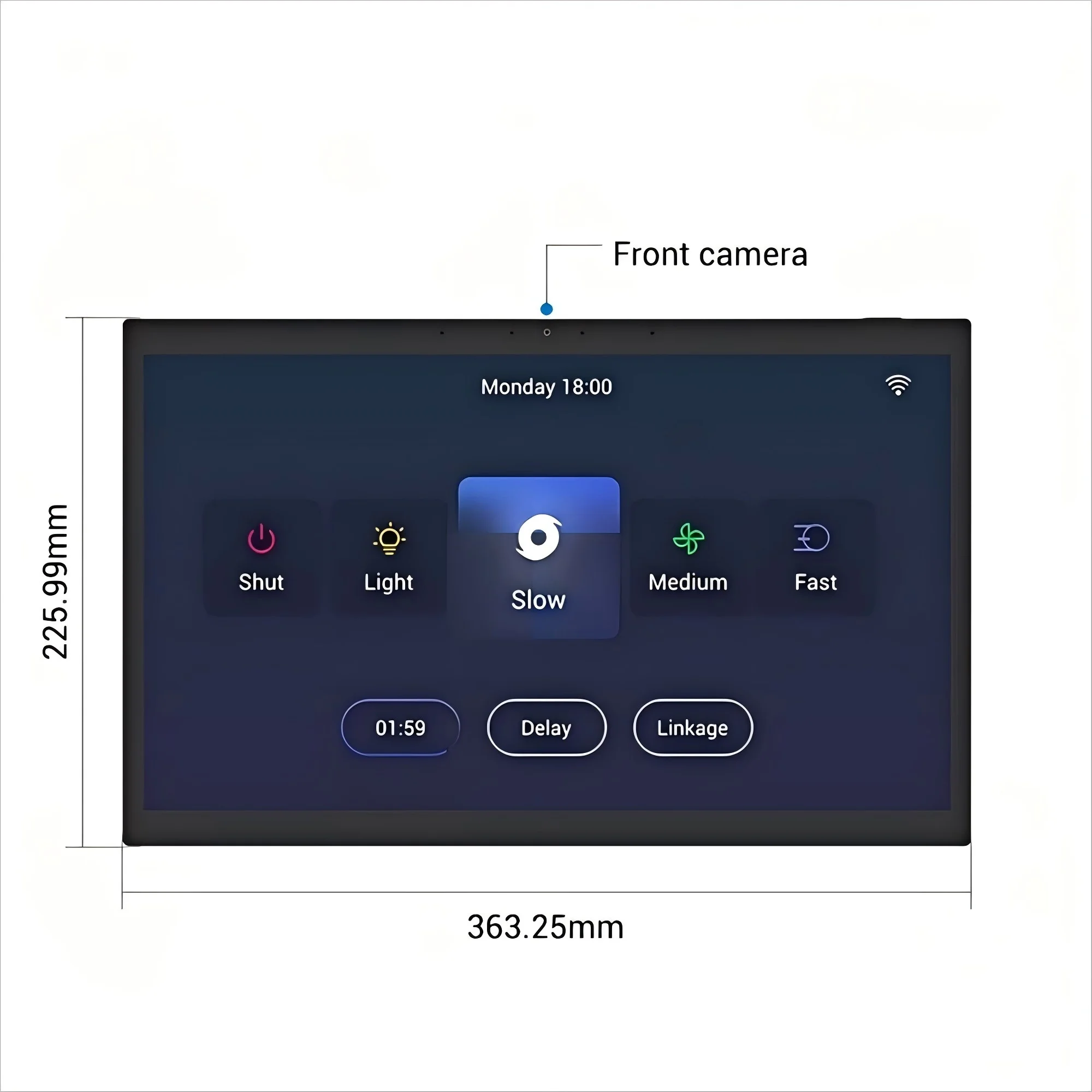 15.6 Inch InWall Smart Home Control Touch Panel Android 14 RK3576 POE 4G+64G, Relay Built-in LED Light Bars, Google Home MQTT
