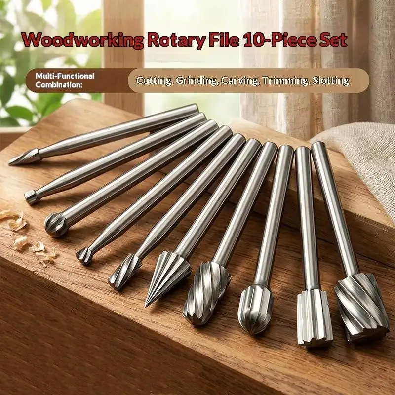 10pcs Wood Drill Bit Nozzles for  Attachments HSS Stainless Steel Wood Carving Tools Set Woodworking