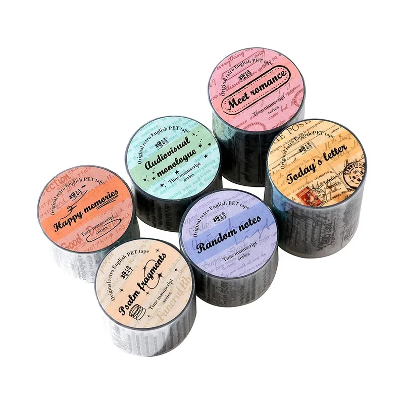 Transparent English Phrase Washi Tape Stickers PET Junk Journal Poem Letter Masking Tape Stickers Album Scrapbooking Material