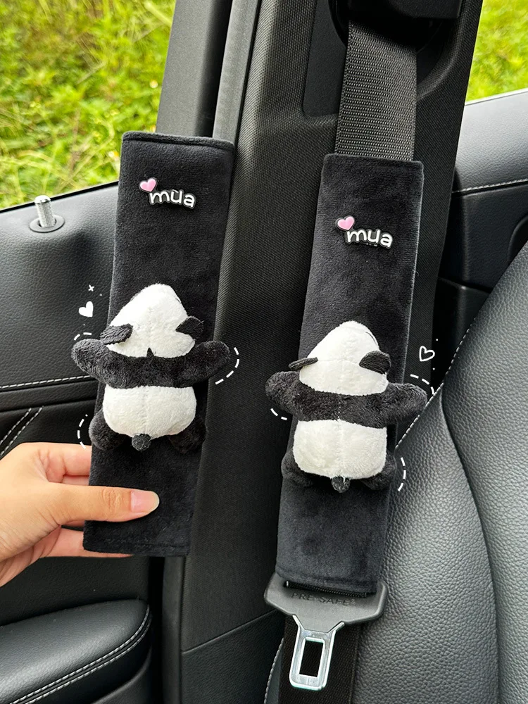 Car Seat Belt Shoulder Cover Cute Panda Children Neck Plush Protective Cover Interior Decoration Supplies