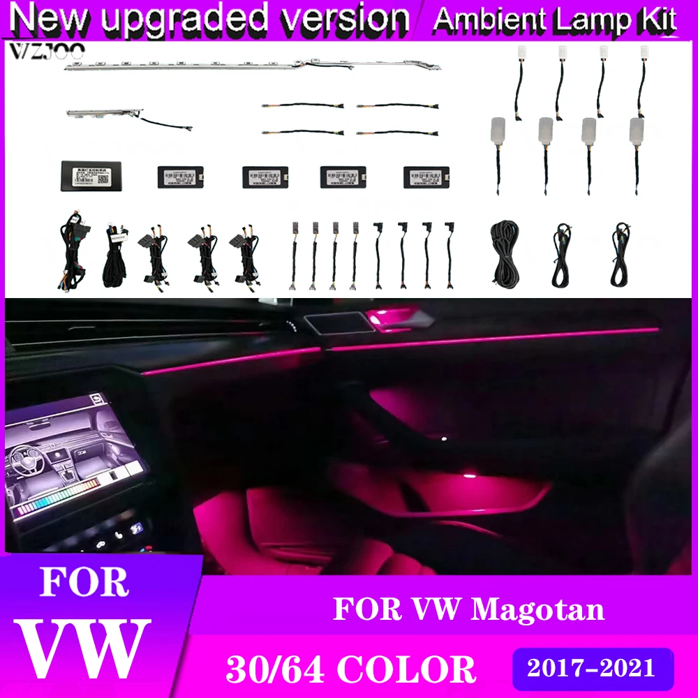 For Volkswagen Magotan B7 B7 2011-2021 30/64 Color for vw Ambient light Set Car Ambient light Decorative lighting Atmosphere LED