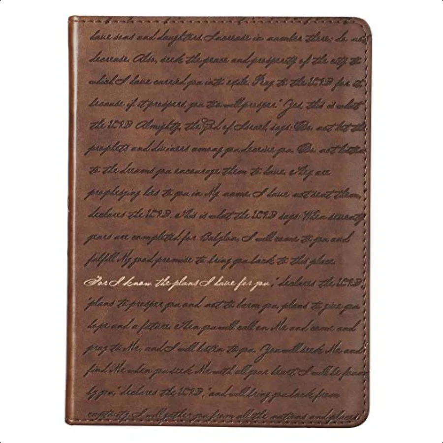 Regalos de arte cristiano Diario de piel sintética marrón para séos los planes Jeremías 29:11 Versículo de la Biblia Inspiration Flexcover de tamaño manual