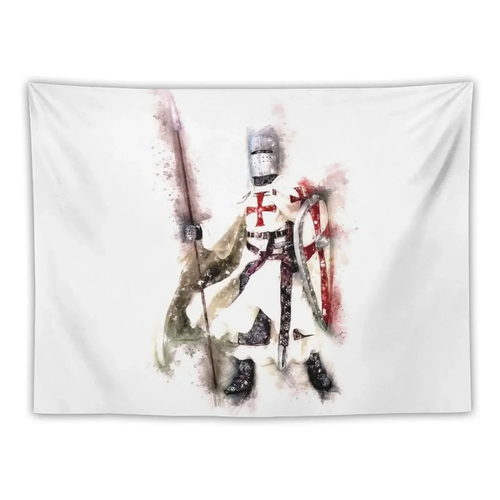 Dominating Templar Shield Cross Spear Medieval Warrior Armor Tapestry Bedroom Decor Hanging Wall Tapestry