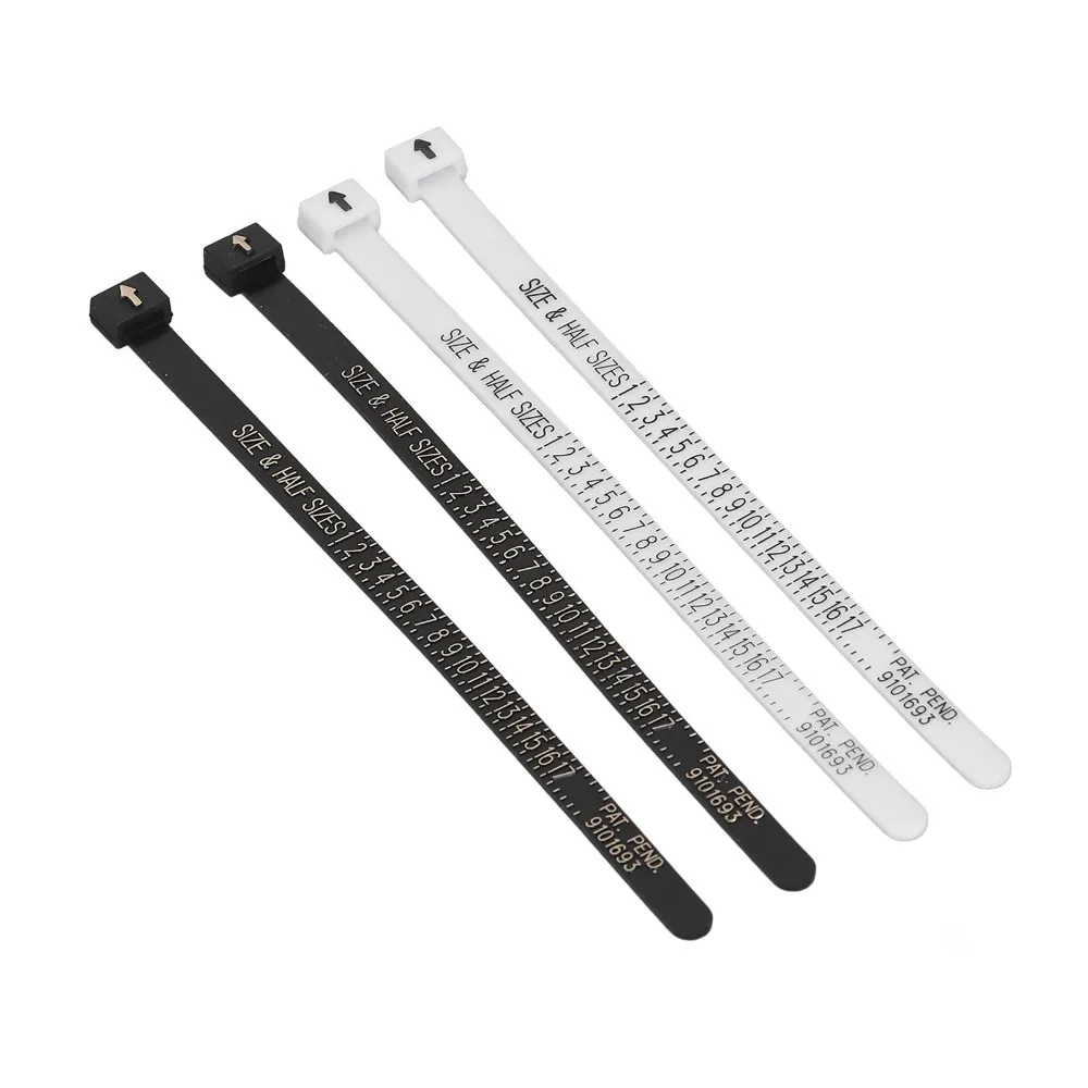 10pcs Portable Plastic Ring Sizer Tool Reusable Design Clear Printing Jewelry Sizing Tool Finger Measuring Gauge For Women