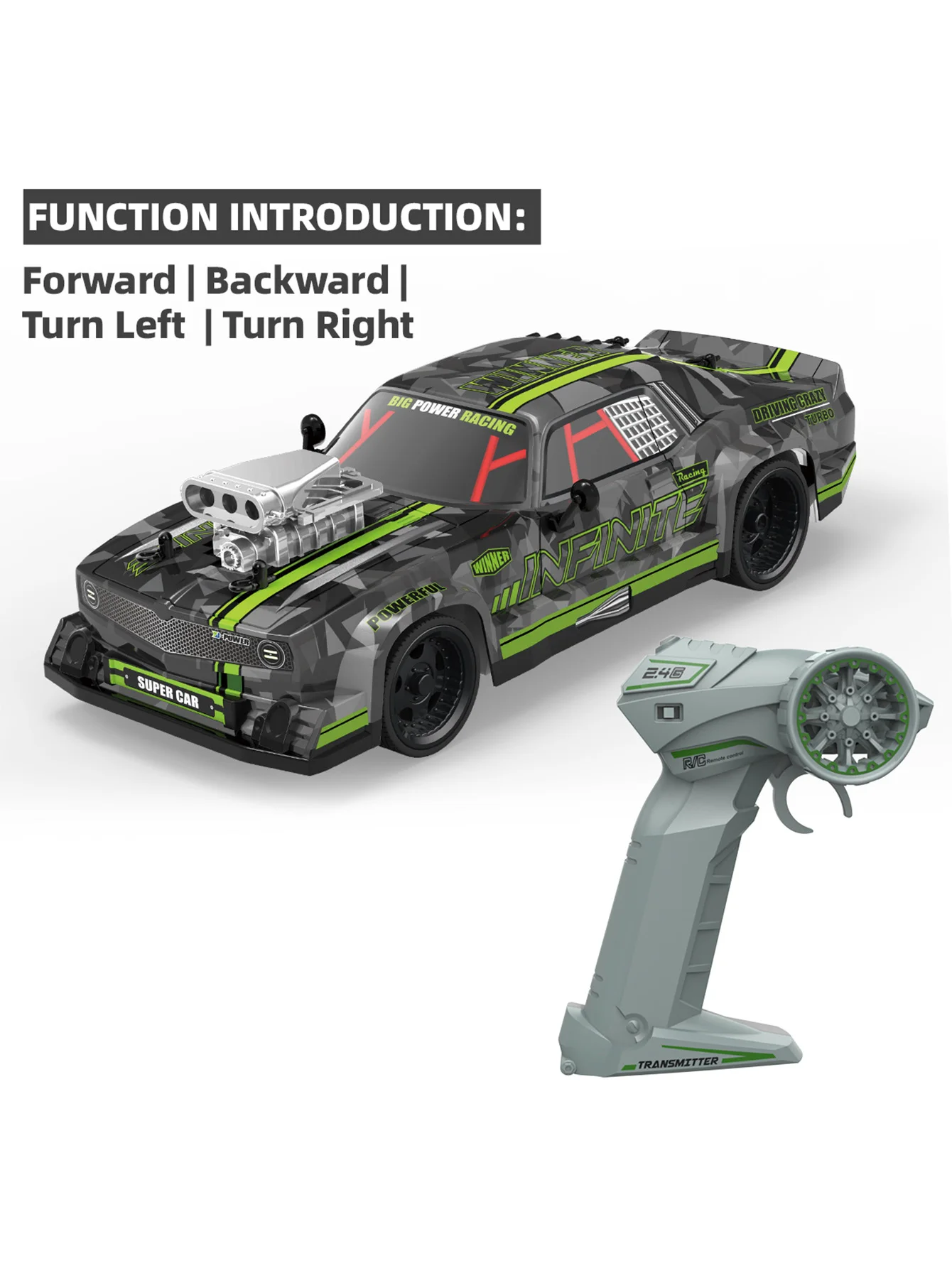 1:16Pvc Racing RC Car 2.4Ghz Racing Offroad Toy Racing Cars Birthday Gifts for Boys and Girls Aged 6-12