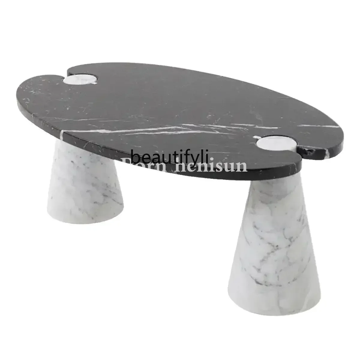 

Italian Minimalist Natural Marble Coffee Table Designer Light Luxury Simple Modern Living Room Tea Table
